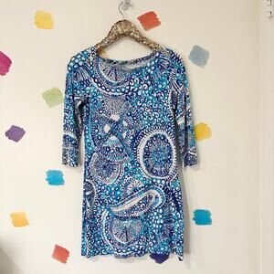 S Lilly Pulitzer Blue Paisley Ophelia 100% Cotton Dress
